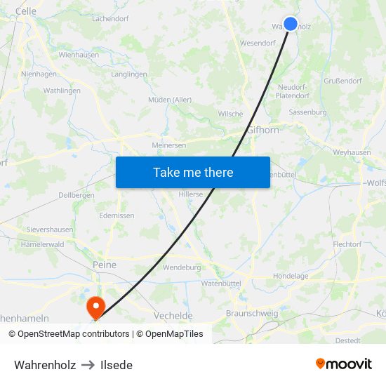 Wahrenholz to Ilsede map