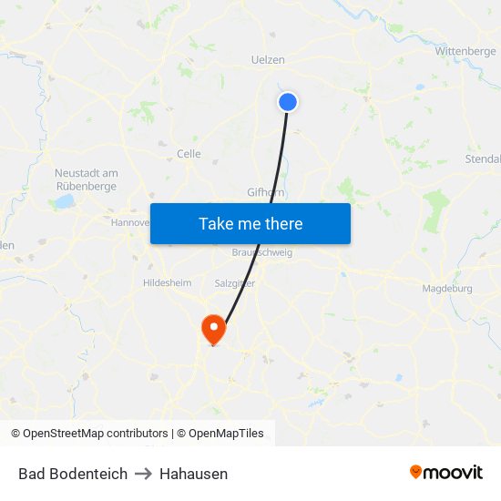 Bad Bodenteich to Hahausen map