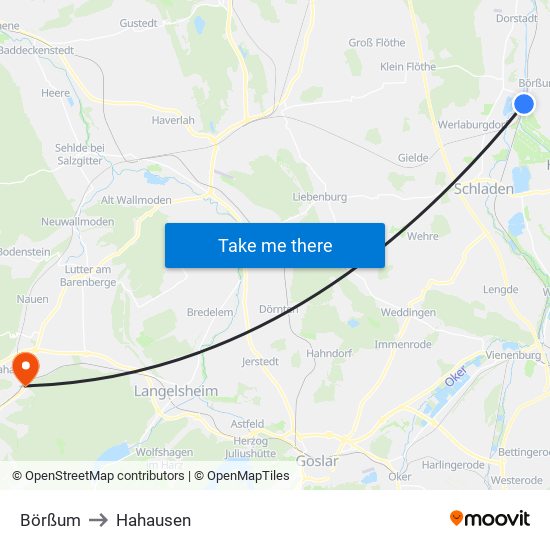 Börßum to Hahausen map