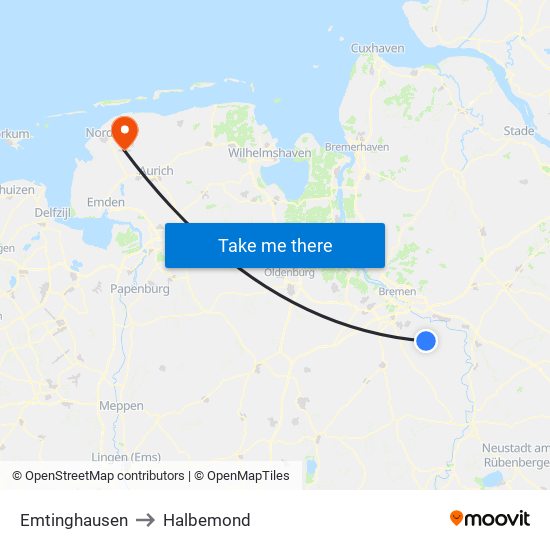 Emtinghausen to Halbemond map