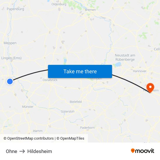Ohne to Hildesheim map
