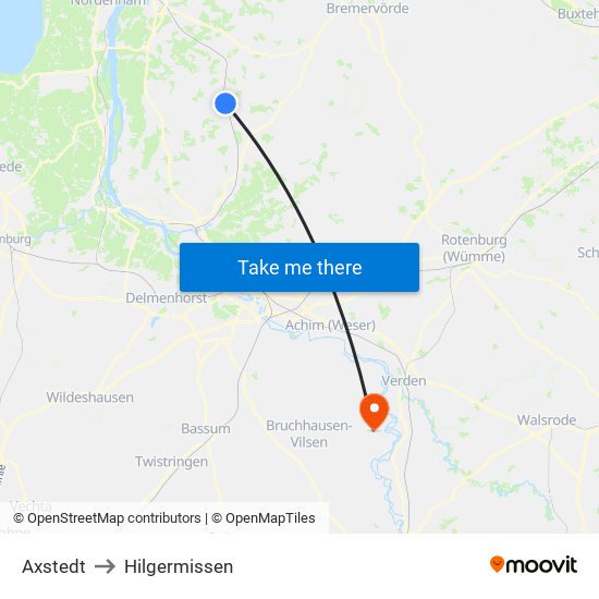 Axstedt to Hilgermissen map