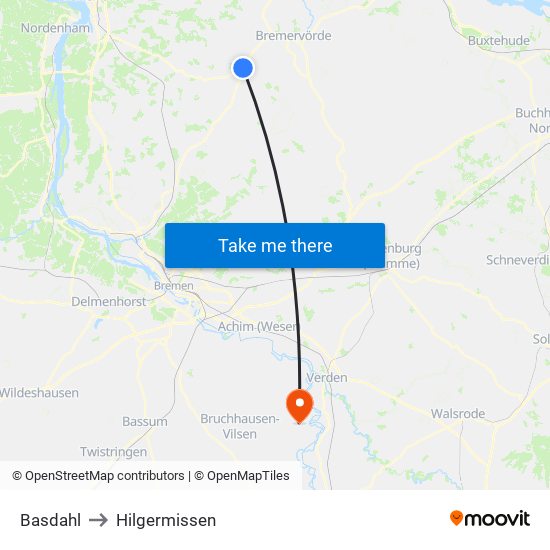 Basdahl to Hilgermissen map