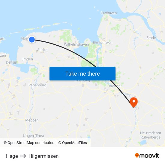Hage to Hilgermissen map