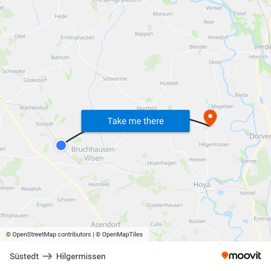 Süstedt to Hilgermissen map