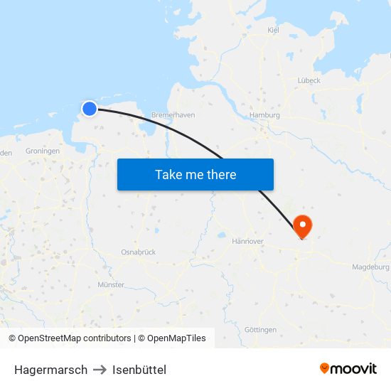 Hagermarsch to Isenbüttel map