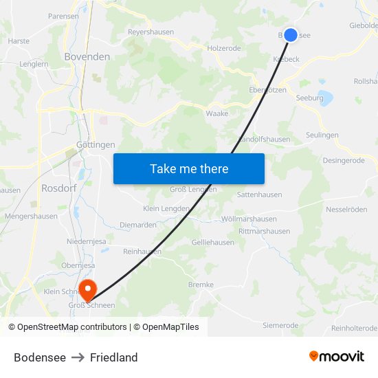 Bodensee to Friedland map