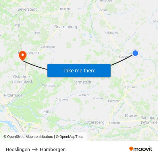 Heeslingen to Hambergen map