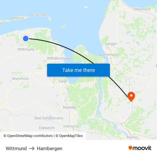 Wittmund to Hambergen map