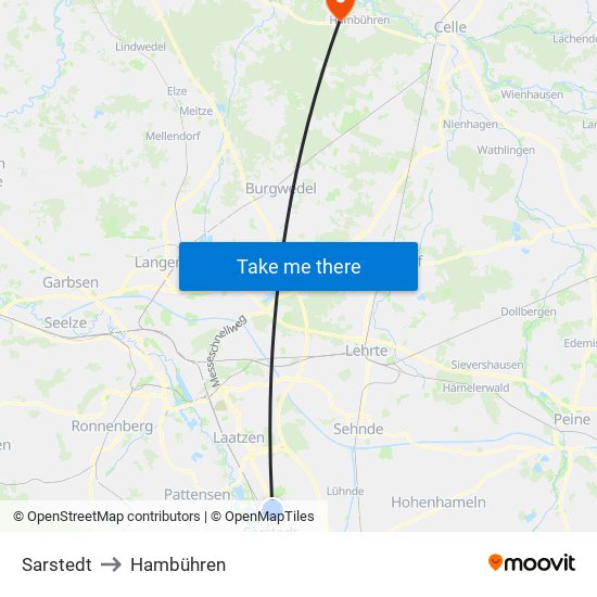 Sarstedt to Hambühren map