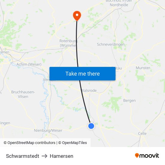 Schwarmstedt to Hamersen map