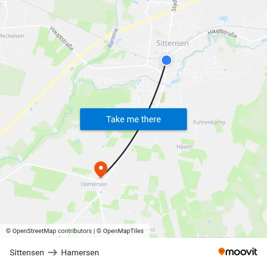 Sittensen to Hamersen map
