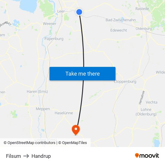 Filsum to Handrup map
