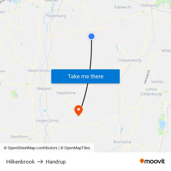 Hilkenbrook to Handrup map