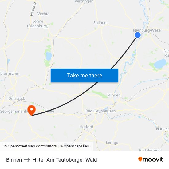 Binnen to Hilter Am Teutoburger Wald map