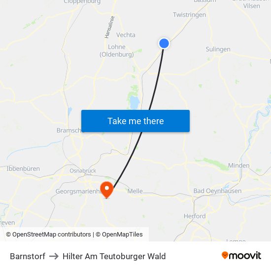 Barnstorf to Hilter Am Teutoburger Wald map