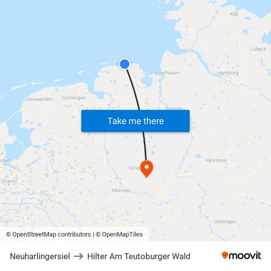 Neuharlingersiel to Hilter Am Teutoburger Wald map