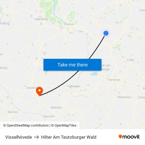 Visselhövede to Hilter Am Teutoburger Wald map