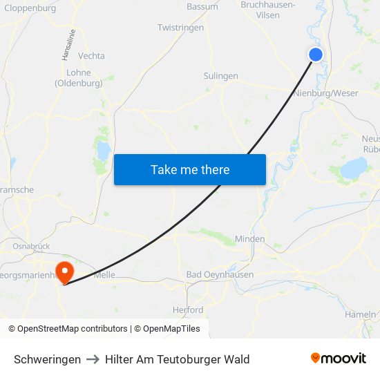 Schweringen to Hilter Am Teutoburger Wald map