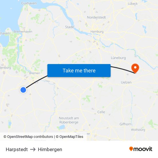 Harpstedt to Himbergen map