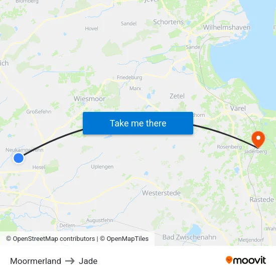 Moormerland to Jade map
