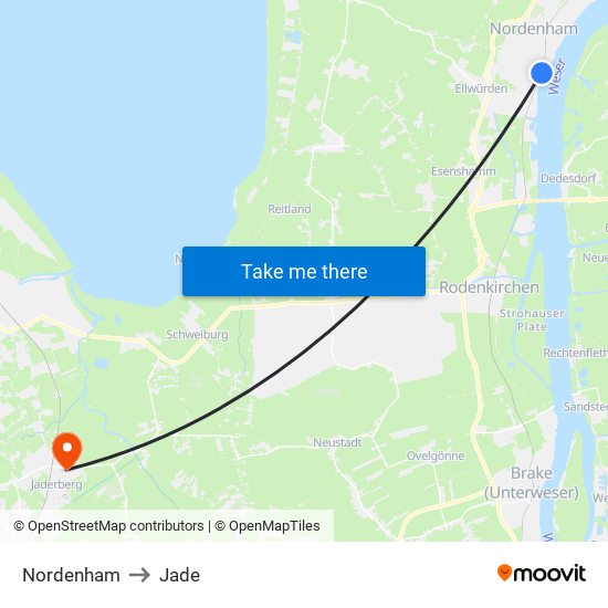 Nordenham to Jade map