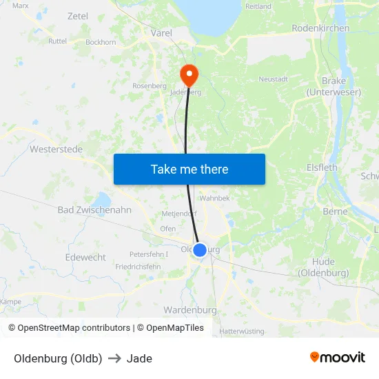 Oldenburg (Oldb) to Jade map