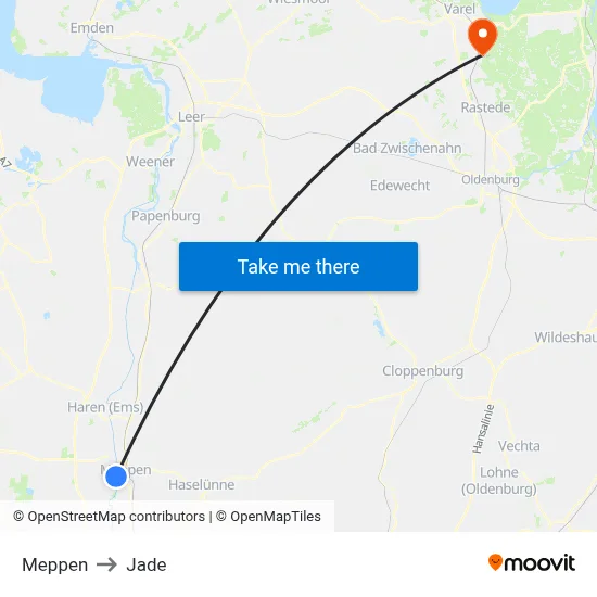 Meppen to Jade map