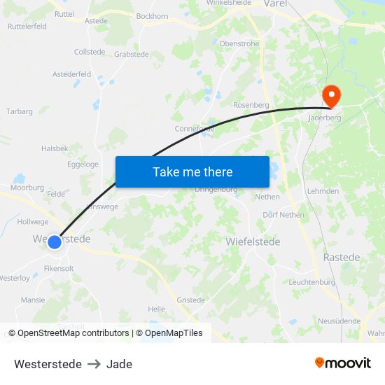 Westerstede to Jade map