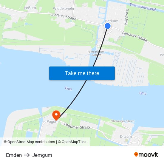 Emden to Jemgum map