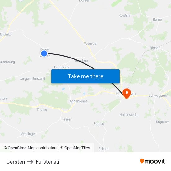 Gersten to Fürstenau map