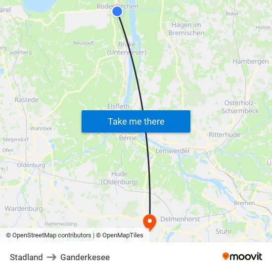 Stadland to Ganderkesee map