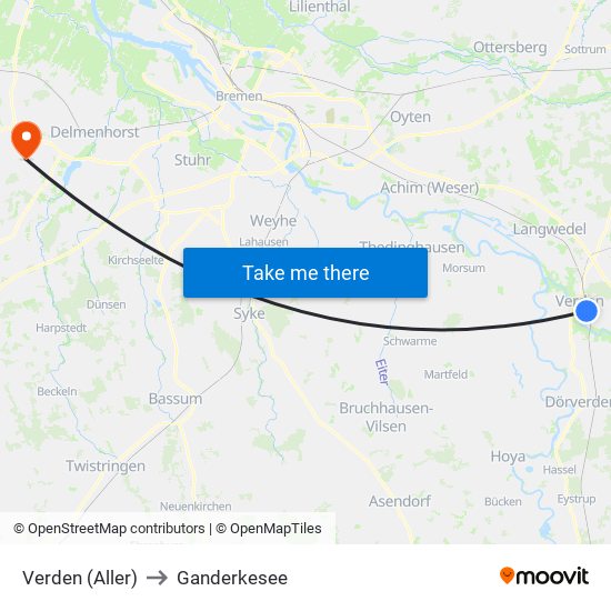 Verden (Aller) to Ganderkesee map