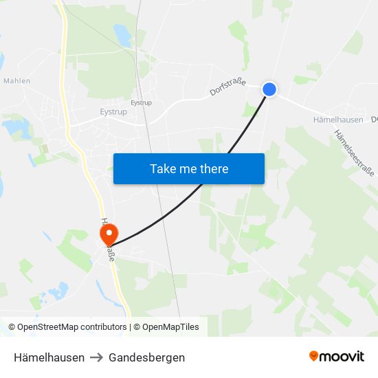 Hämelhausen to Gandesbergen map