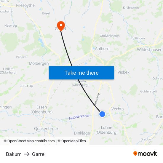 Bakum to Garrel map