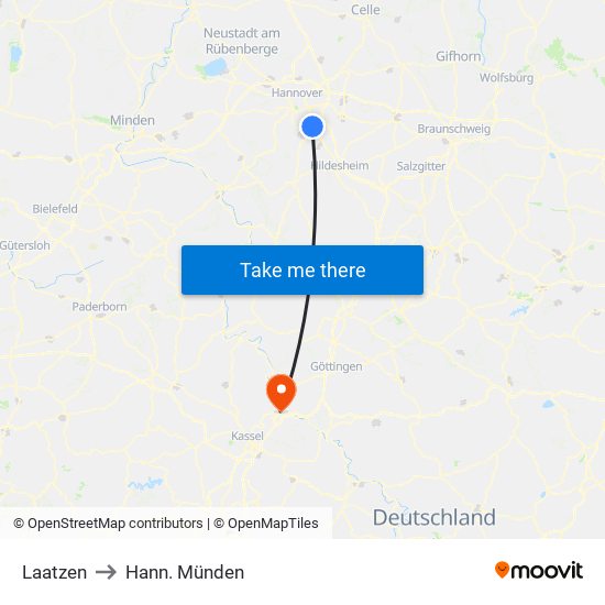 Laatzen to Hann. Münden map
