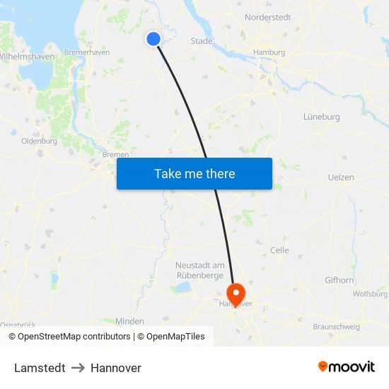 Lamstedt to Hannover map