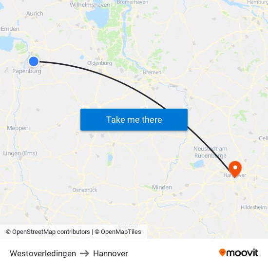 Westoverledingen to Hannover map