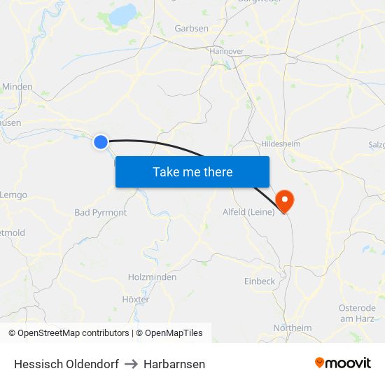 Hessisch Oldendorf to Harbarnsen map