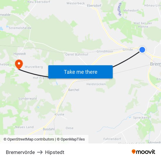 Bremervörde to Hipstedt map