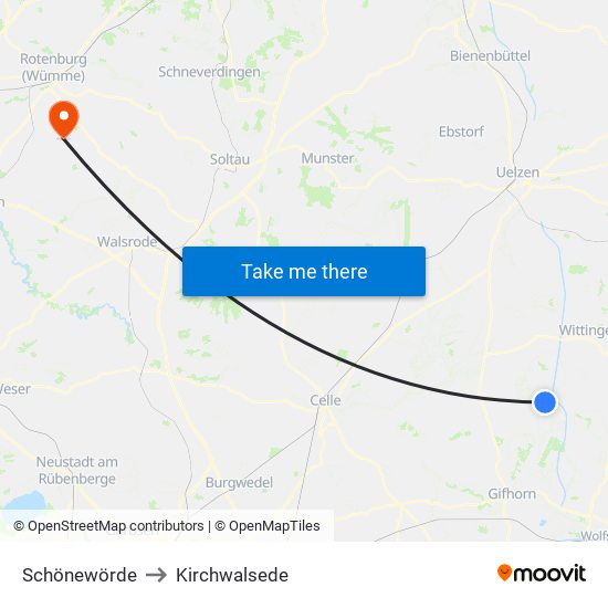 Schönewörde to Kirchwalsede map