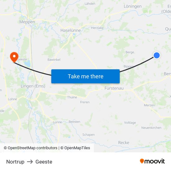 Nortrup to Geeste map