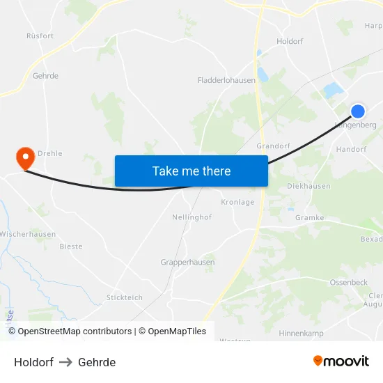 Holdorf to Gehrde map