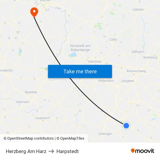 Herzberg Am Harz to Harpstedt map