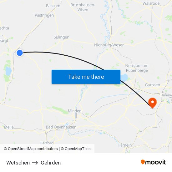 Wetschen to Gehrden map