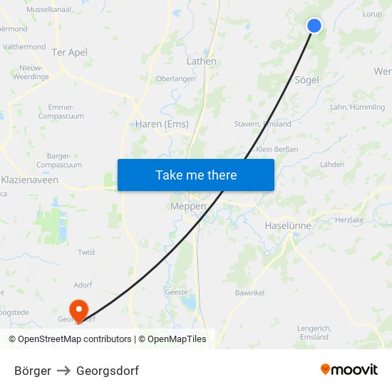 Börger to Georgsdorf map