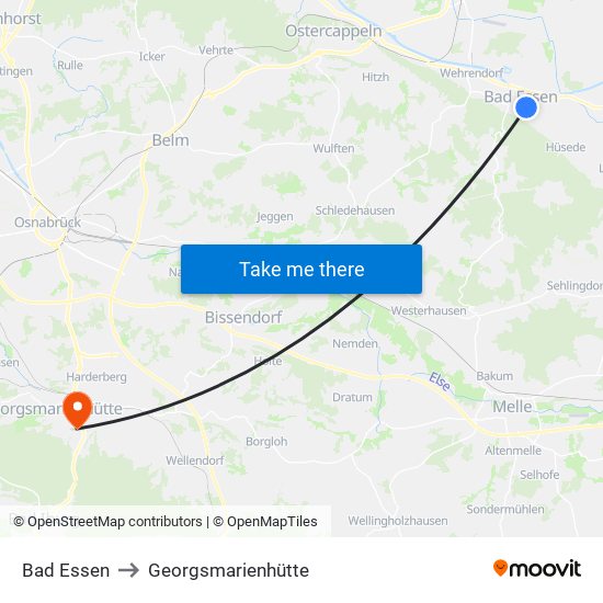 Bad Essen to Georgsmarienhütte map