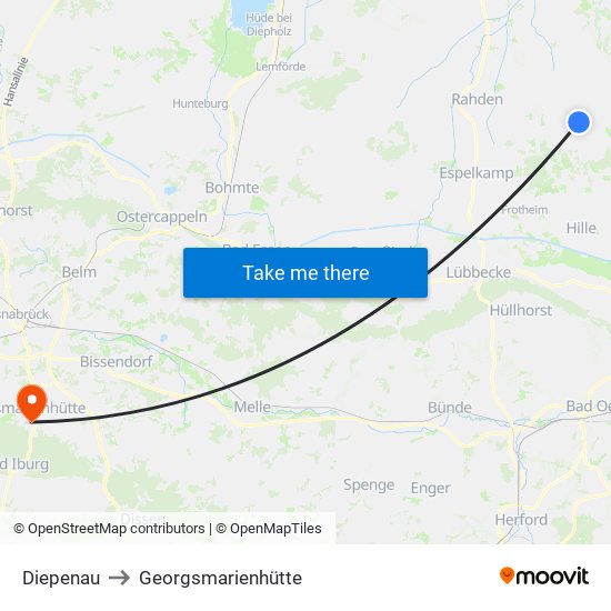 Diepenau to Georgsmarienhütte map