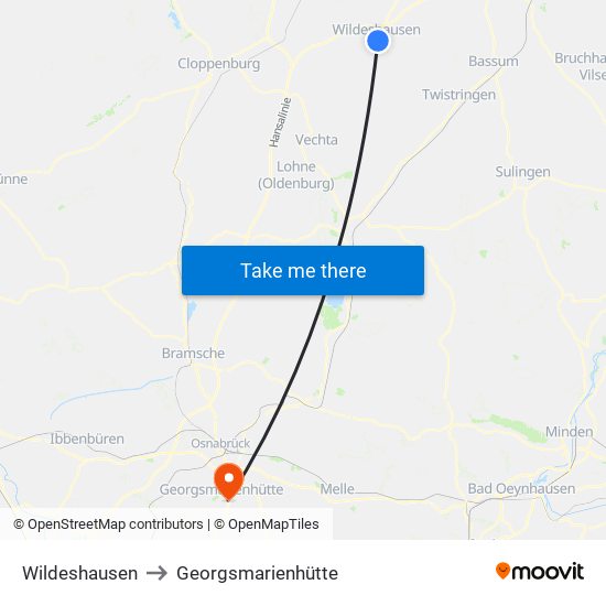 Wildeshausen to Georgsmarienhütte map