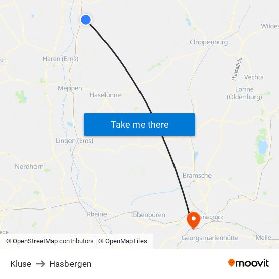 Kluse to Hasbergen map